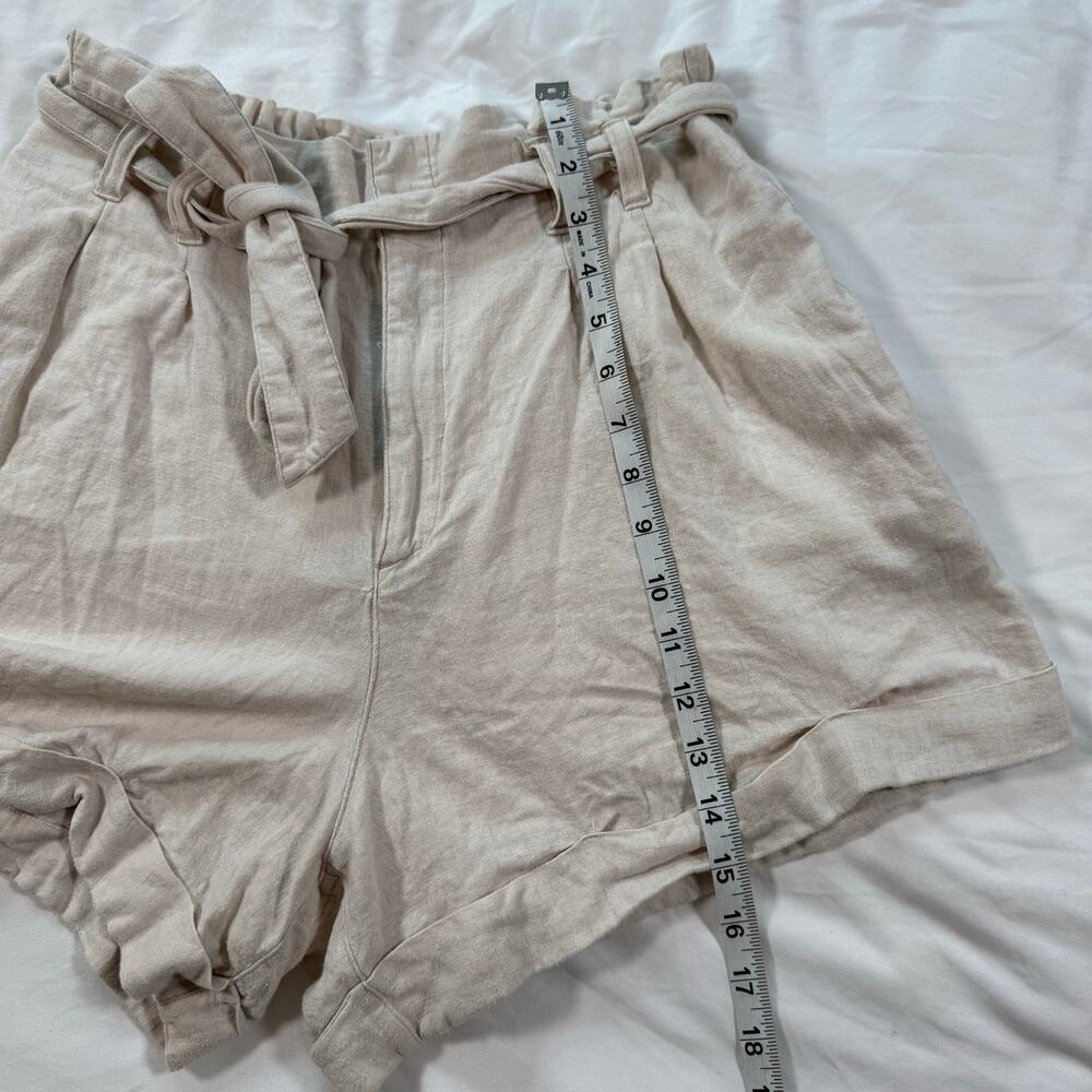 Abercrombie & Fitch High Rise Tie Waist Cream Beige Shorts Womens Large - Picture 7 of 8